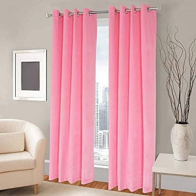 Dashing Fabrics 152.4 cm (5 ft) Velvet Blackout Window Curtain (Pack Of 2)(Plain, light pink)