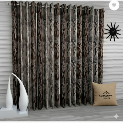 Adimanav 213.36 cm (7 ft) Door Polyester Semi Transparent Curtain (Pack Of 4)(Brown, Self Design)
