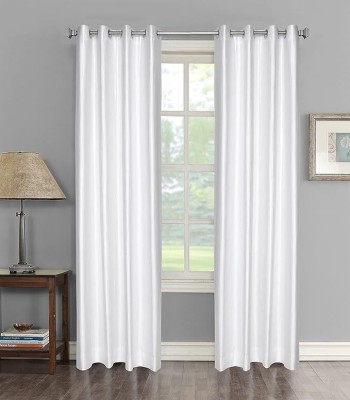 P.Rtrend 153 cm (5 ft) Polyester Blackout Window Curtain (Pack Of 2)(Solid, White)