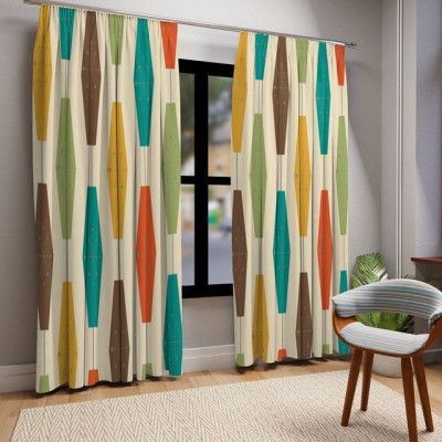 SJV 154 cm (5 ft) Polyester Room Darkening Window Curtain (Pack Of 2)(Geometric, Multicolor)