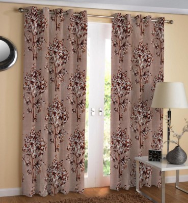 Impression Hut 213 cm (7 ft) Polyester, Blends Room Darkening Door Curtain (Pack Of 2)(Floral, Brown)