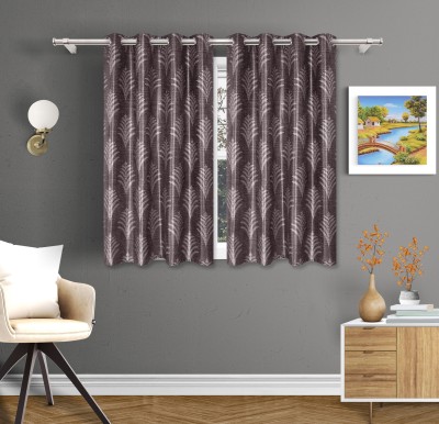 Ville Style 153 cm (5 ft) Polyester Room Darkening Window Curtain (Pack Of 2)(Floral, Brown)