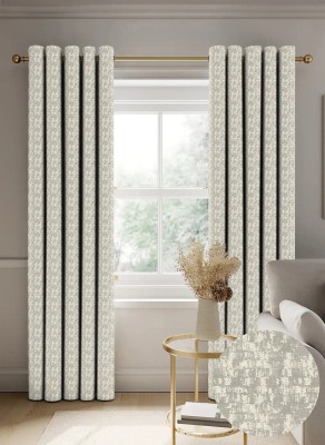 Casableu 274.32 cm (9 ft) Polyester Blackout Long Door Curtain (Pack Of 2)(Printed, Silver)