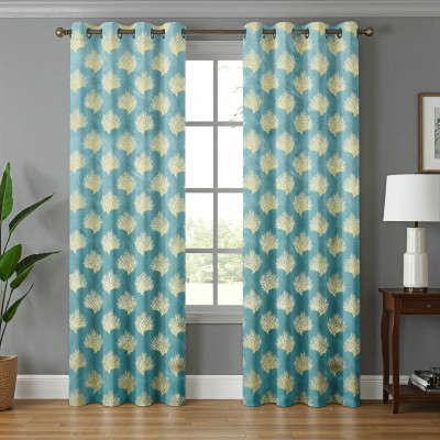 DAKSH 213 cm (7 ft) Door Velvet Room Darkening Curtain (Pack Of 2)(Aqua, Printed)