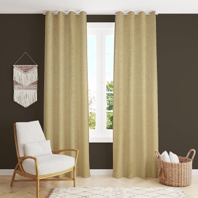 Freshfromloom 304 cm (10 ft) Polyester Room Darkening Long Door Curtain (Pack Of 2)(Abstract, Light Beige)