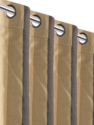 Saral Home 214 cm (7 ft) Cotton Room Darkening Door Curtain (Pack Of 2)(Striped, Brown)