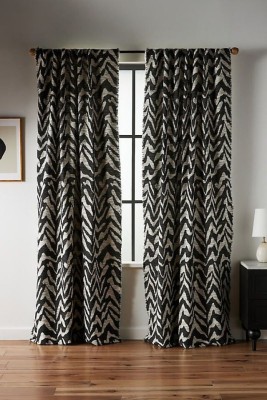 S4v 274 cm (9 ft) Polyester Room Darkening Long Door Curtain (Pack Of 2)(Geometric, Black)
