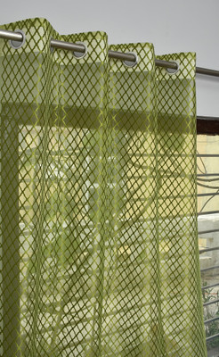 SOLITO HOME 274.32 cm (9 ft) Long Door Polyester Semi Transparent Curtain (Pack Of 2)(Green, Solid)