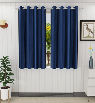 Flipkart SmartBuy 150 cm (5 ft) Window Polyester Curtain (Pack Of 2)(Navy Blue, Plain)