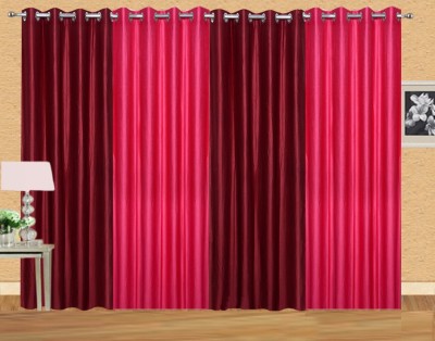 Stella Creations 214 cm (7 ft) Polyester Room Darkening Door Curtain (Pack Of 4)(Solid, Maroon, Pink)