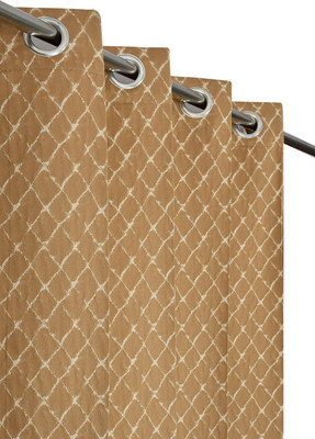CARLTON LONDON 152 cm (5 ft) Window Polyester Blackout Curtain Single Curtain(Vinegrid-Sandstone Beige, Printed)