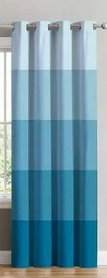 KANHA HOME DECOR 214 cm (7 ft) Door Polyester Room Darkening Curtain Single Curtain(Blue, Self Design)