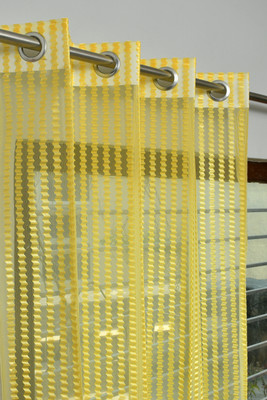 Rashee Creations 213 cm (7 ft) Door Net Transparent Curtain (Pack Of 2)(Yellow, Self Design)