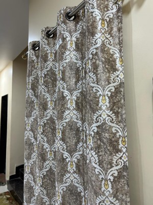 LT TEXTILE HUB 215 cm (7 ft) Polycotton, Polyester Room Darkening Door Curtain Single Curtain(Printed, Abstract, Grey)