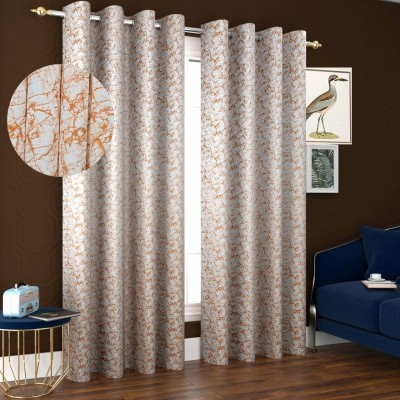 Panipat Textile Hub 153 cm (5 ft) Velvet Room Darkening Window Curtain (Pack Of 2)(Printed, Rust White)