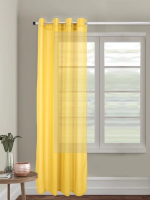 Curtainkart 152.4 cm (5 ft) Cotton Semi Transparent Window Curtain Single Curtain(Solid, MUSTARD)