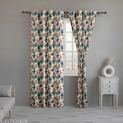 FDV 154 cm (5 ft) Window Polyester Room Darkening Curtain Single Curtain(White, Floral)