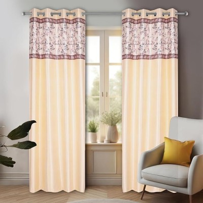 Ultica Fab 213 cm (7 ft) Polyester Blackout Door Curtain (Pack Of 2)(Printed, Cream)