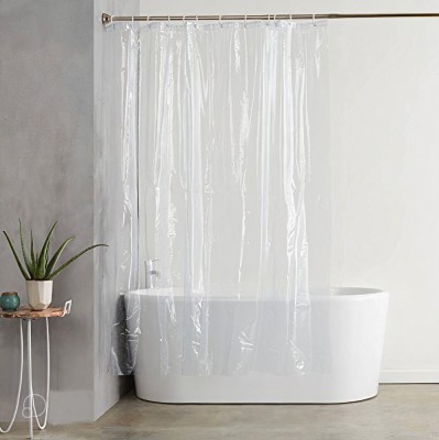 WIN WORLD 335 cm (11 ft) PVC Shower Curtain Single Curtain(Plain, White)