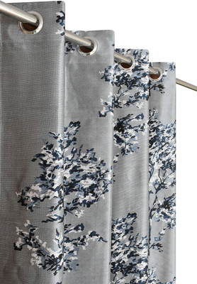 Rashee Creations 153 cm (5 ft) Polyester Semi Transparent Window Curtain Single Curtain(Floral, Grey)