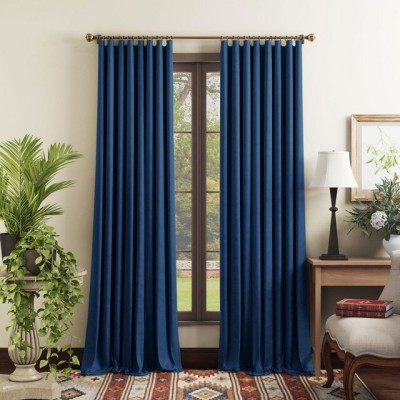 p23 154 cm (5 ft) Polyester Room Darkening Window Curtain (Pack Of 2)(Solid, Blue)