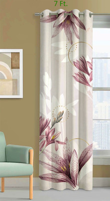 EXOTICE 120 cm (4 ft) Door Polyester Room Darkening Curtain Single Curtain(Peach white, 3D Printed)