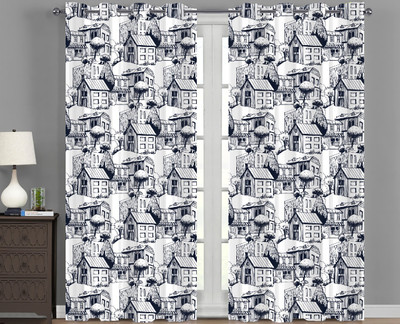 RD 154 cm (5 ft) Window Polyester Room Darkening Curtain Single Curtain(Black, Floral)