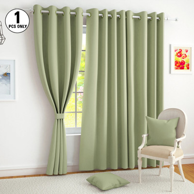 Story@home 215 cm (7 ft) Door Polyester Blackout Curtain Single Curtain(Light Green, Solid)