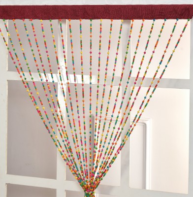 GOYTEX 213.36 cm (7 ft) Blends Semi Transparent Door Curtain Single Curtain(Striped, Multicolor)