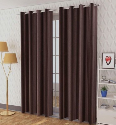 kanhomz 274.32 cm (9 ft) Polyester Blackout Long Door Curtain (Pack Of 2)(Solid, COFFEE)