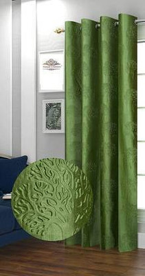MONTEBELLO 153 cm (5 ft) Polyester Room Darkening Window Curtain Single Curtain(Floral, Green)