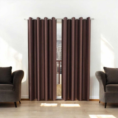 DTODEXPRESS 274.3 cm (9 ft) Long Door Polyester Semi Transparent Curtain (Pack Of 2)(Brown, Plain)
