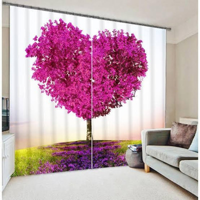BEST FAB 214 cm (7 ft) Door Polyester Room Darkening Curtain Single Curtain(Pink, Printed)