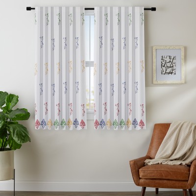 Decor Dream Scapes 152 cm (5 ft) Cotton Blackout Window Curtain (Pack Of 2)(Printed, Multicolor)