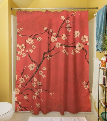 VSD 274 cm (9 ft) Polyester Room Darkening Long Door Curtain (Pack Of 2)(Floral, Orange)