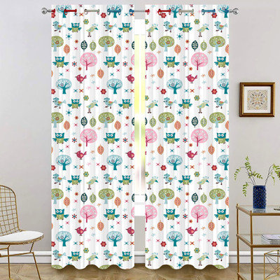 OHD 274 cm (9 ft) Long Door Polyester Room Darkening Curtain Single Curtain(Pink, Printed)