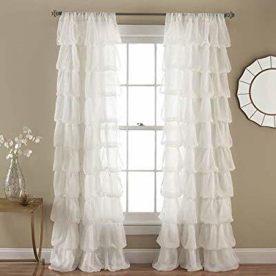 Dekor World 150 cm (5 ft) Cotton Transparent Window Curtain (Pack Of 2)(Self Design, White)