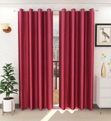 N2C Home 270 cm (9 ft) Polyester Semi Transparent Long Door Curtain (Pack Of 2)(Plain, Maroon)