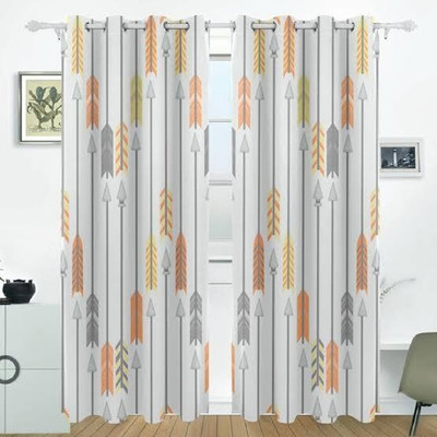 Ad Nx 274 cm (9 ft) Long Door Polyester Room Darkening Curtain Single Curtain(Orange, Floral)