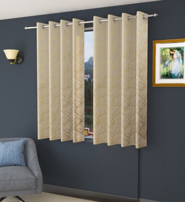 Homefab India 152.4 cm (5 ft) Velvet Room Darkening Window Curtain (Pack Of 2)(Printed, Cream)