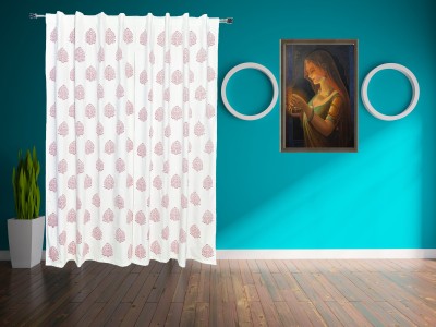 MDJONWALSDECOR 152 cm (5 ft) Cotton Semi Transparent Window Curtain (Pack Of 2)(Printed, Floral, MAHARANI, Green, Brown)