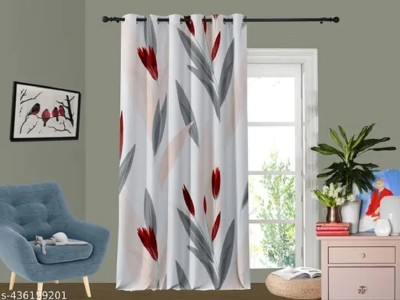 RD 214 cm (7 ft) Polyester Room Darkening Door Curtain Single Curtain(Floral, White)