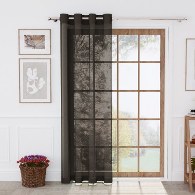 Story@home 275 cm (9 ft) Polyester Semi Transparent Long Door Curtain Single Curtain(Solid, Brown)
