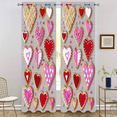 RD 214 cm (7 ft) Door Polyester Room Darkening Curtain Single Curtain(Red, Printed)