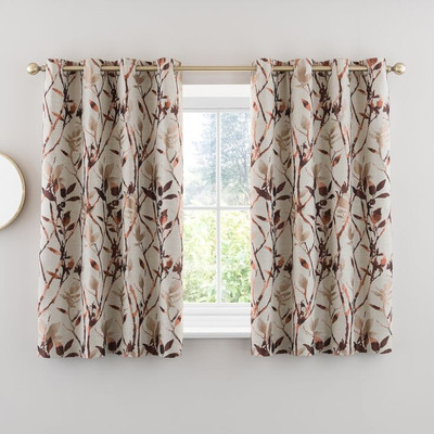nobel fab 154 cm (5 ft) Window Polyester Room Darkening Curtain Single Curtain(Brown, Floral)