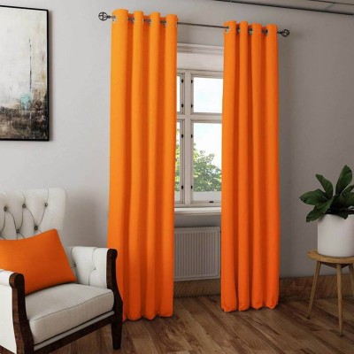 SUHANA FAB 272 cm (9 ft) Polyester Semi Transparent Long Door Curtain (Pack Of 2)(Plain, Orange)
