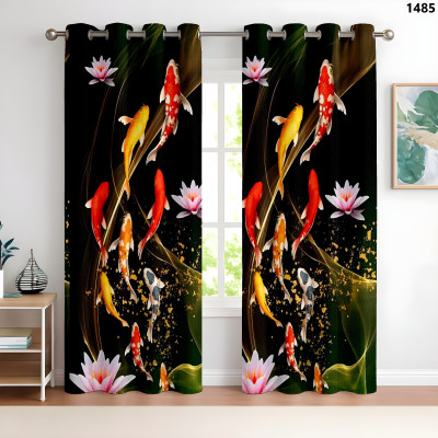 Kuntifashion 153 cm (5 ft) Polyester Blackout Window Curtain (Pack Of 2)(3D Printed, Product color)