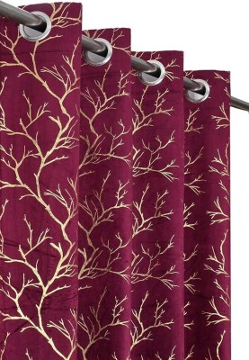 Ultica Fab 274.3 cm (9 ft) Velvet Room Darkening Long Door Curtain (Pack Of 2)(Solid, Wine)