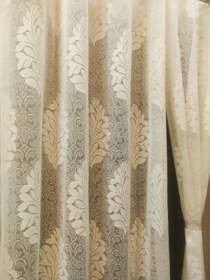 Harnay 274 cm (9 ft) Polyester, Net Transparent Long Door Curtain (Pack Of 2)(Floral, Cream Color)