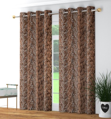 Galaxy Home Decor 153 cm (5 ft) Polyester Room Darkening Window Curtain (Pack Of 2)(Printed, Coffee)